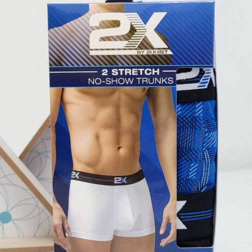 2X by 2(X)IST® Men's Med 2 Pack of 2 No-Show Stretch Trunk 95% Cotton 5% Spandex